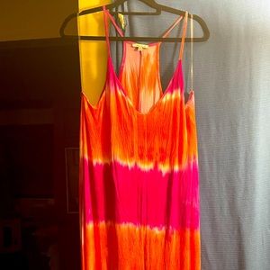 “White Birch” tie dye pink/orange dress!